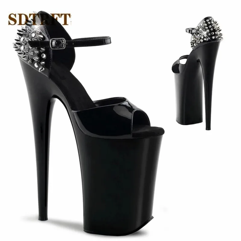 SDTRFT Unisex Rivet Stiletto Ladies Stripper Sandals Platform shoes woman 23cm Super Thin heels zapatos mujer Feminina Pumps