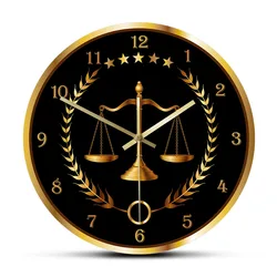 Bilancia Della Giustizia Moderno Orologio Da Parete Non Ticchettio Orologio Avvocato Office Decor Law Firm Legge Giudice di Arte Della Parete Appeso A Parete orologio da parete