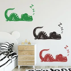 Cartoon Sleeping Dinosaur Wall Stickers For Boy Kids Room Bedroom Home Decoration Removable Sticker Beautify Bedside Wallpaper