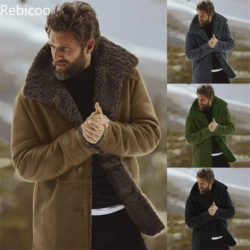 

Winter Men Parka Windproof Fur Hooded Black Army Green Thick Jacket Fashion Cool Button Warm Men Parka Jacket Coats