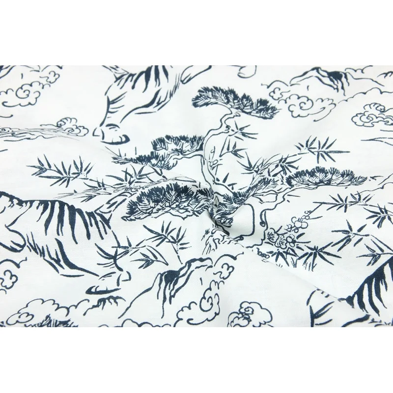 Half Meter 100% Cotton Tiger Print Fabric China Wind Handmade DIY Garment Shirt Tissue CR-1051