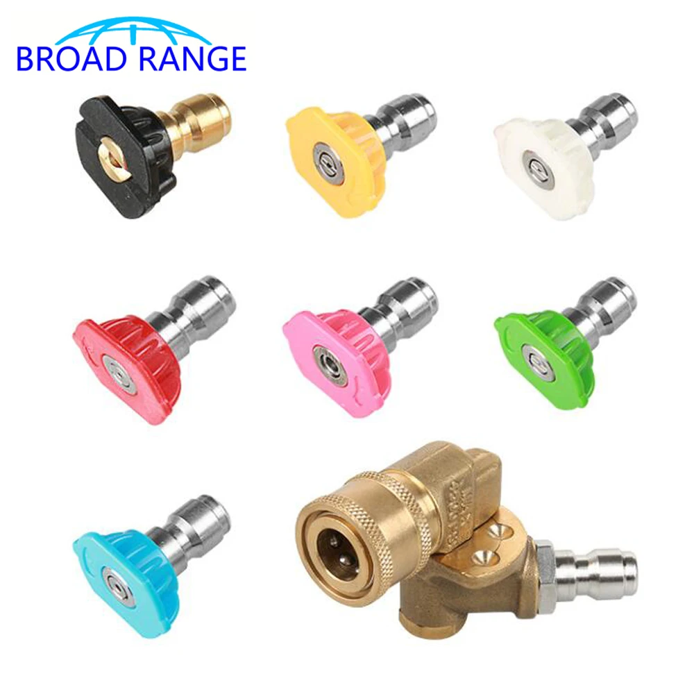 

5 Angle Stainless Steel Adaptor High Pressure Washer G1/4 Quick Released Joint with 7PCS Nozzle Set Car Cleaning Garden tool