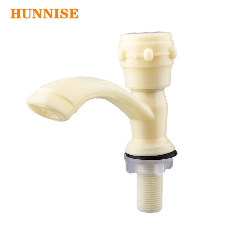 Single Cold Basin Faucet HUNNISE Deck Mounted Cold Bathroom Mixer Tap Quality Plastic Basin Sink Faucet Single Cold Water Tap