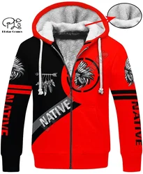 Plstar cosmos mais novo indiano native skull tribo harajuku 3dprint masculino/feminino newfashion inverno mais grosso casaco de lã jaqueta hoodies 1