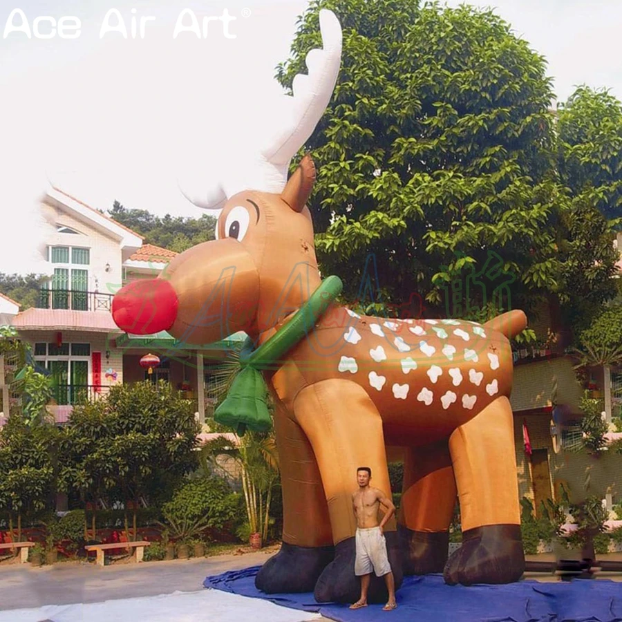 Giant Inflatable Christmas Reindeer, Long Horn, Red Nose, New Year Holiday Party Event, Factory Directly, Winter, 2021