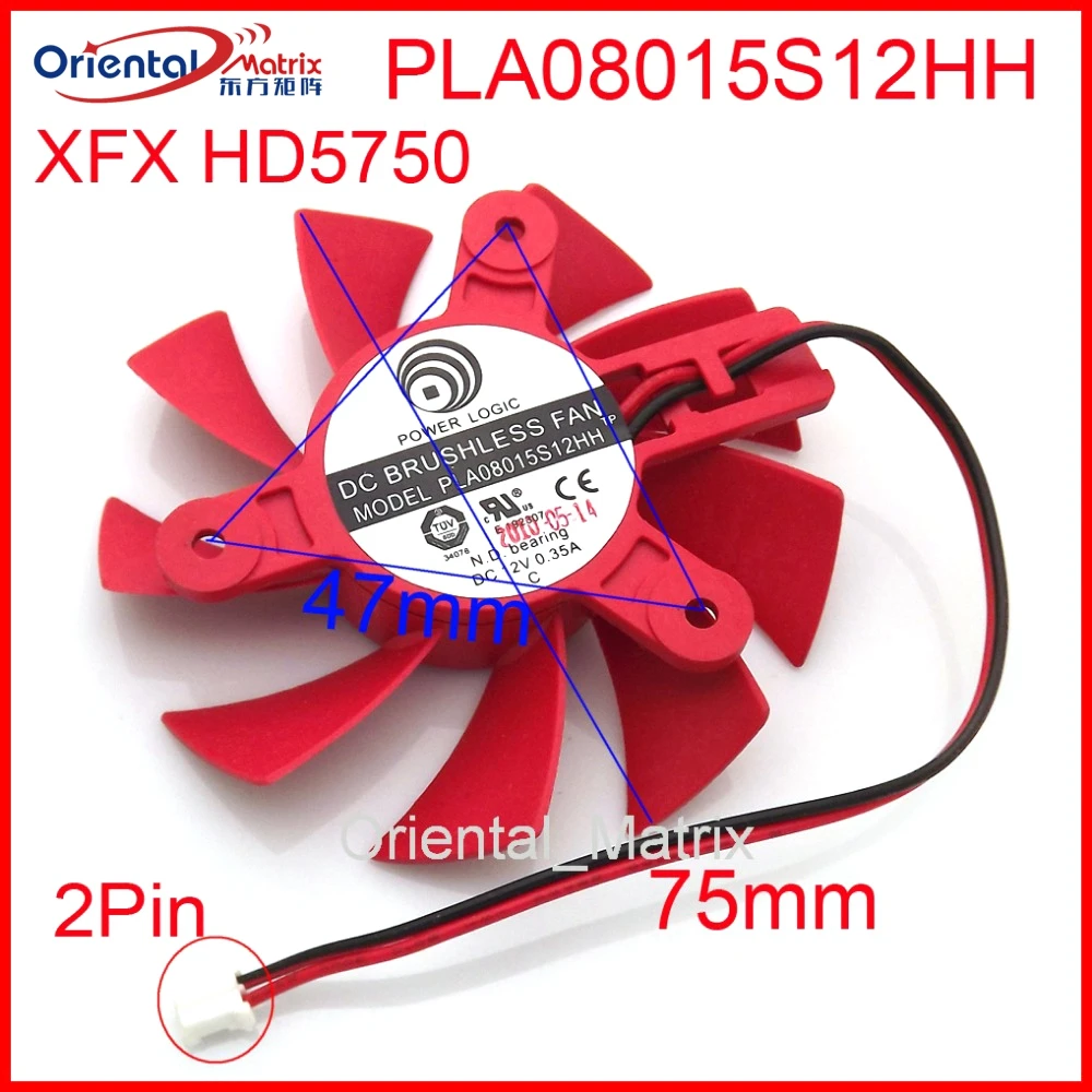 

DC BRUSHLESS FAN PLA08015S12HH 12V 0.35A 75mm 47x47x47mm VGA Fan For XFX HD5750 Graphics Card Cooling Fan 2Wire