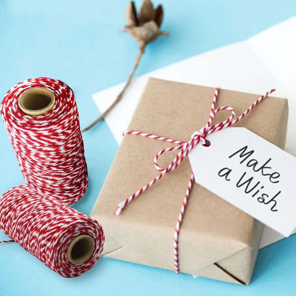 100 metrów/rolka dwa kolory bawełniany sznurek piekarniczy sznurek sznurek świąteczne dekoracje ślubne opakowanie na prezenty sznurek DIY rękodzieło na prezenty Wrap