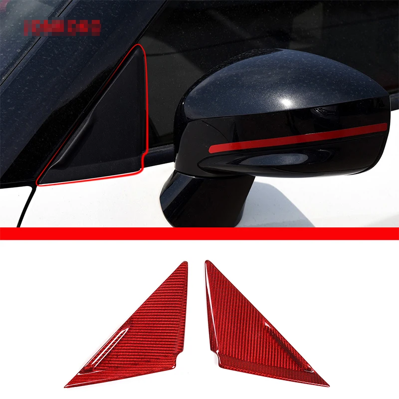 

For Nissan GTR R35 08-16 Front A-pillar Triangle Decorative Sticker Real Carbon Fiber 2-piece Set Red Car Exterior Accessories