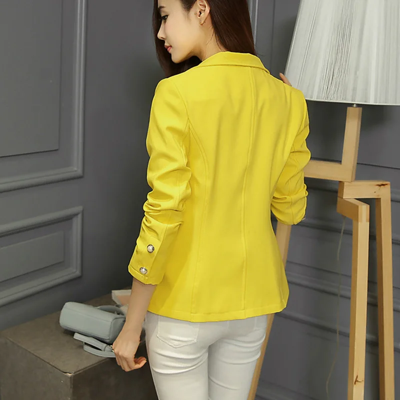 Yellow Black Women Blazer 2022 Spring Autumn Ladies Business Office Suit Jackets Female Single Button Blazers Tops Coat S-XXL