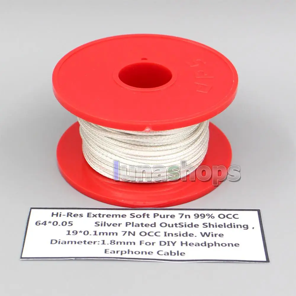 

LN007250 50m High Extreme Soft OCC 64*0.05mm Silver Plated Outside Shielding 19*0.1mm 7N OCC Inside Diameter:1.8mm DIY Cable