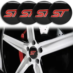 4pcs 56mm 3D Auto Wheel Center Wheel Stickers Hub Cap Cover Car Accessories For Ford ST Racing Focus Mk3 Mk2 Fusion Car Styling