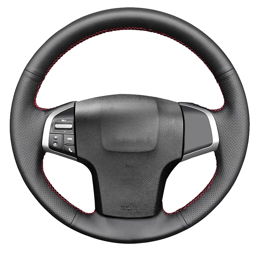 

Black Genuine Leather Hand-stitched Car Steering Wheel Cover For Isuzu D-MAX 2013-2018 mu-X 2013-2018 Holden Colorado 2012-2019