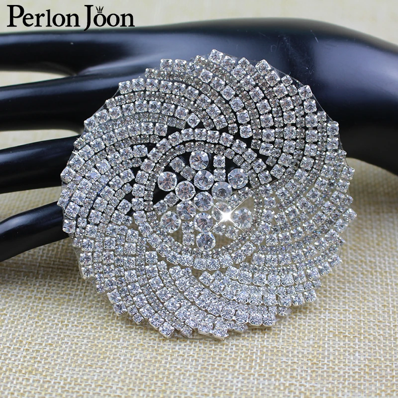 3.35 inch DIY Rhinestone Patches round flower Crystal applique decoration Hot-fix the clothes Accessories TJ 036