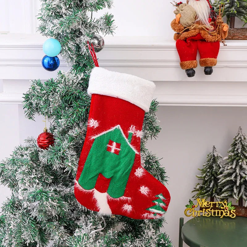 Mink Wool Knitted Christmas Stockings, Festival Plush Decoration Socks, Candy Bag, Gift Bag, Window Pendant