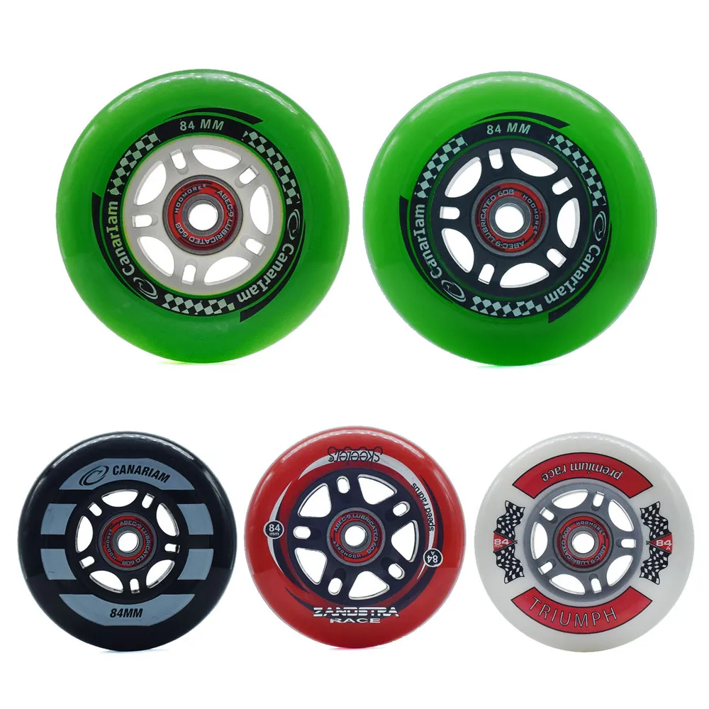 84mm speed skating wheel 84 slalom big ruedas for 4X84mm inline skates shoes Hyper 80A 82A 84A PU Hockey ILQ11 bearing patines