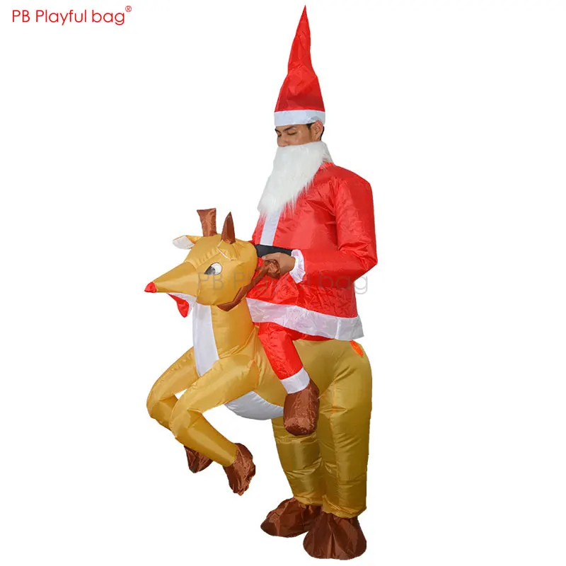 Playful bag Christmas Santa rides deer inflatable clothes Christmas party cosplay dressing Fancy toys suit for adult AA15