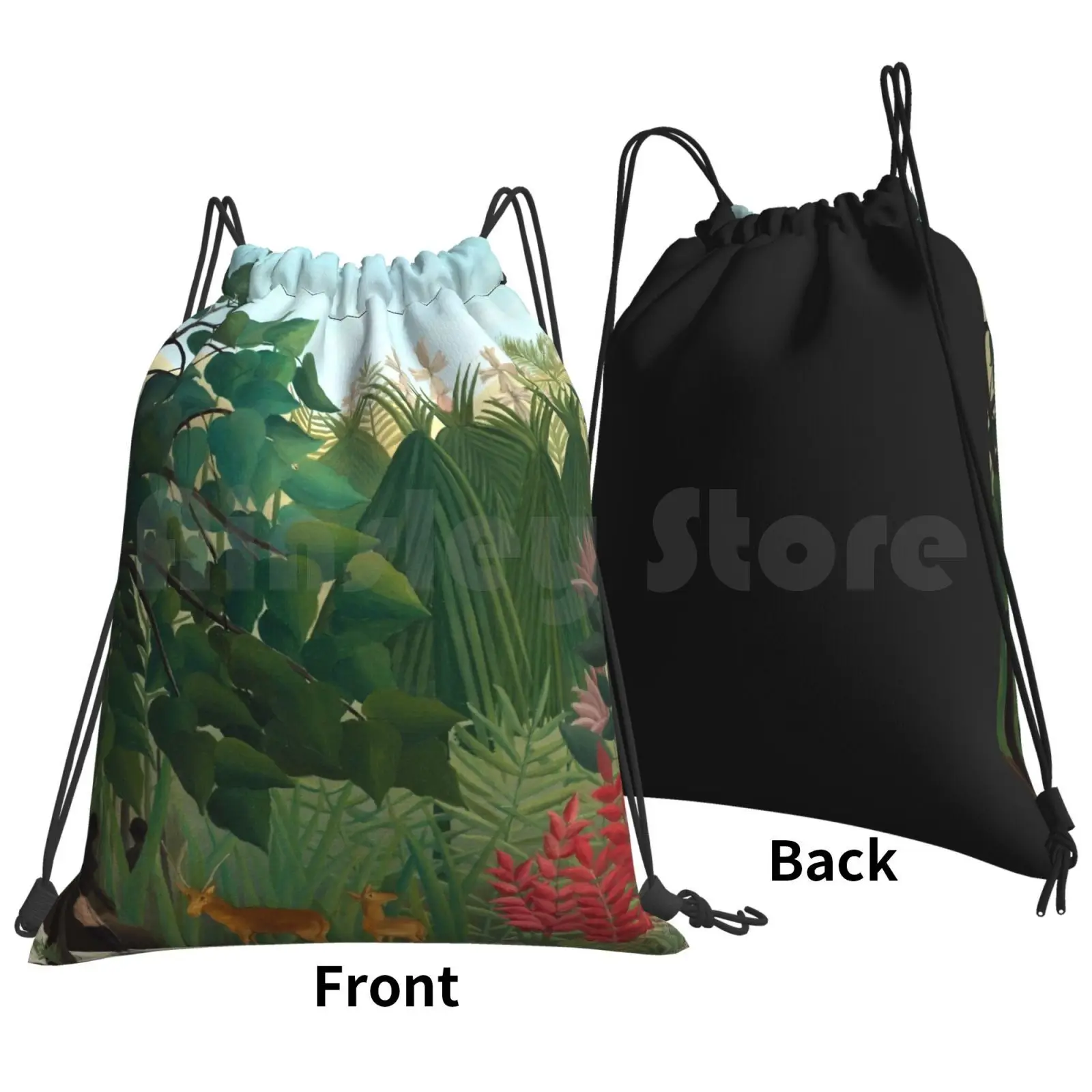 Henri Rousseau-The Waterfall Backpack Drawstring Bags Gym Bag Waterproof Henri Rousseau The Waterfall Henri Rousseau