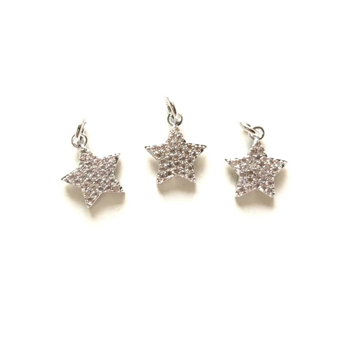 5pcs Small Size Clear Black Micro Zirconia Pave Star Pendant Gold-Plate Charm for Women Jewelry Earring Bracelet Necklace Making