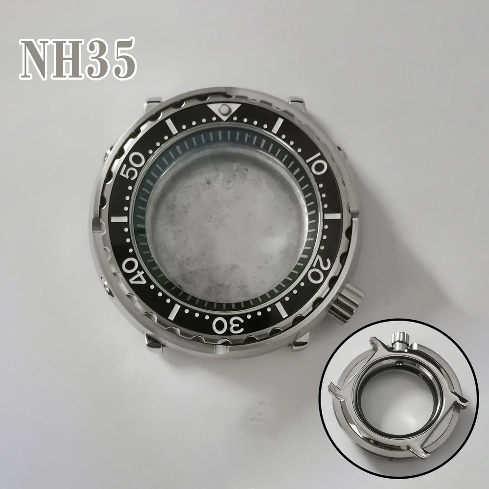 Black Inner Shadow 45mm Watch Case Mineral Glass Stainless Steel Case Watch Accessories Suitable for NH35/NH36 Movements