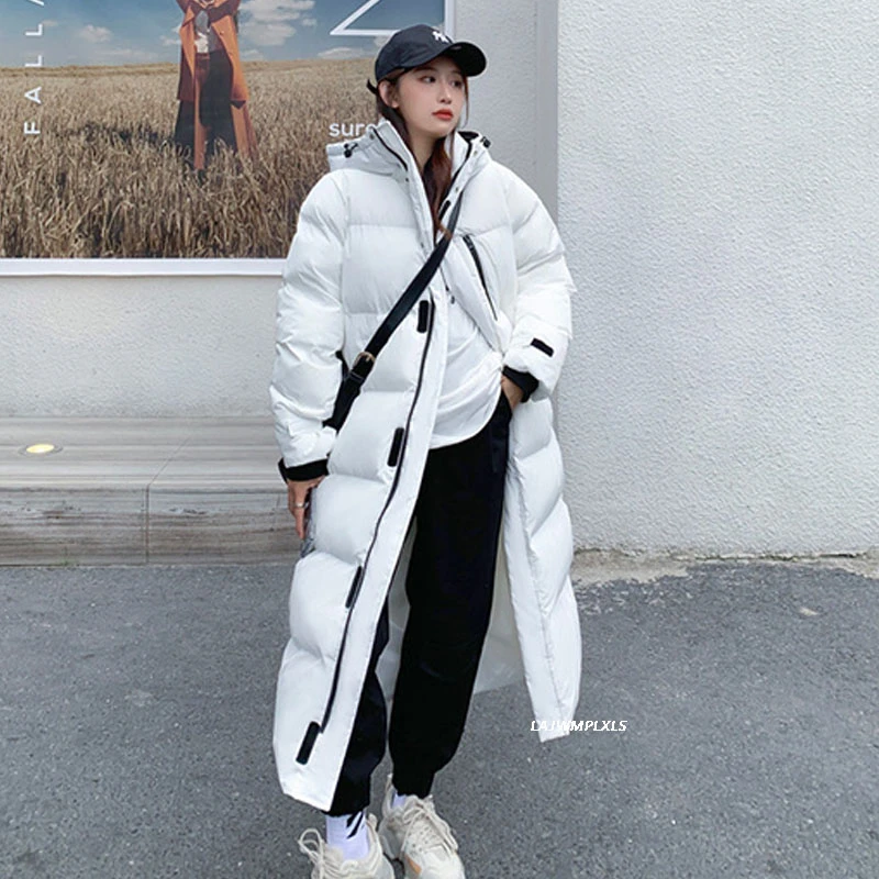 2022 New Fashion Loose Black/white waterproof long Jackets Winter women Thick Warm Down cotton Coats Parkas Female Overcoat M491