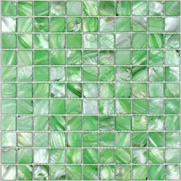 11 PCS 2mm Thickness Dying Green Mother Of Pearl Tile Backsplash Kitchen Bathroom Sea Shell Mosaic MOP050