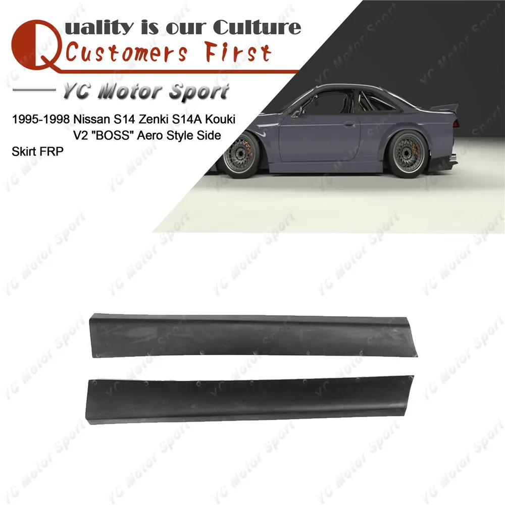 Car Accessories FRP Fiber Glass Body Kit Fit For 1995-1998 S14 Zenki S14A Kouki RB V2 BOSS Style Side Skirt Cover