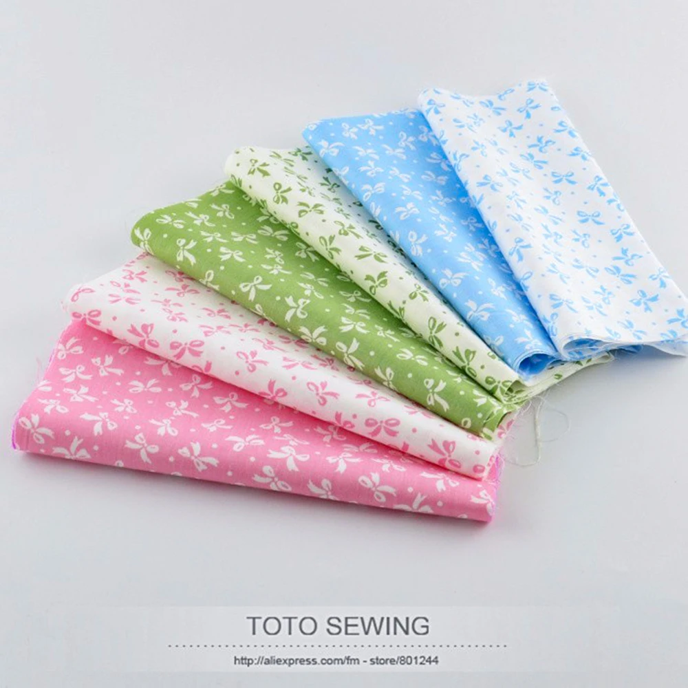 Booksew 6 pieces Bowtie Pattern Cotton Fabric Fat Quarter Bundle 20CMx50CM For Bedding Set Sewing Tecido Patchwork Clothing