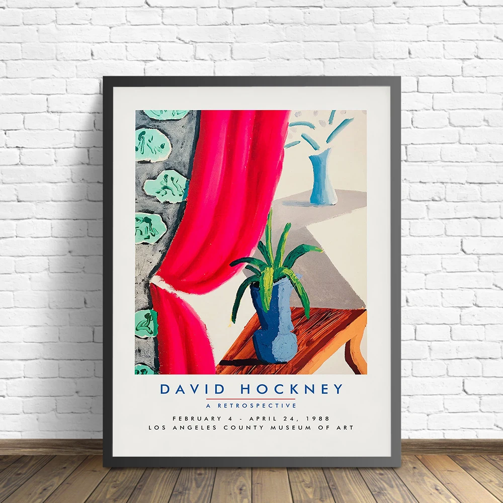 David Hockney Exhibition Poster Still Life with Magenta Curtain for LA County Museum of Art 1988 Print Canvas Painting Decor