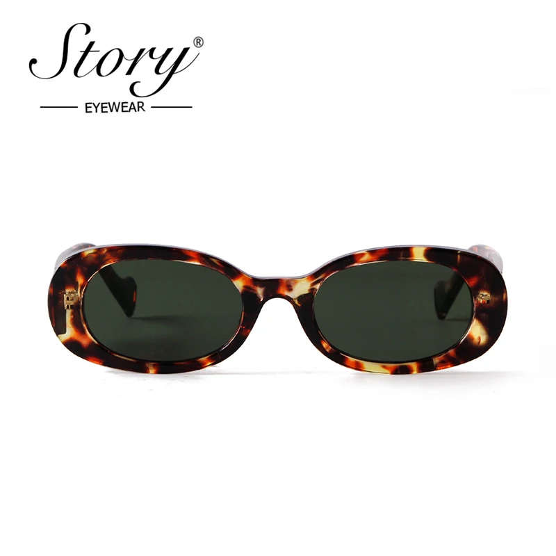 STORY Fashion Vintage Tortoise Shell Oval Sunglasses Women Men 2021 Brand Designer 90s New Trendy Brown Frame Sunglasses S5505F