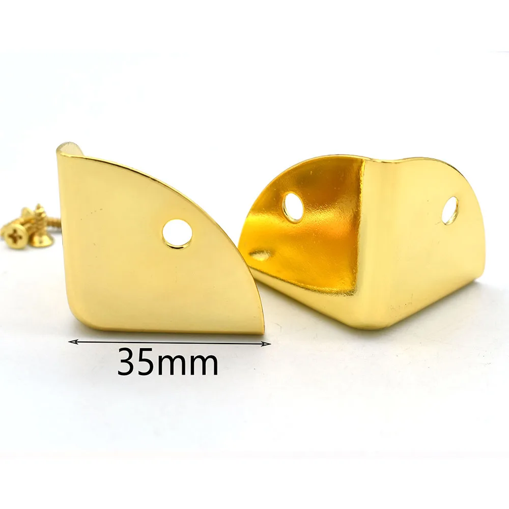 35mm Gold Box Corner Protector Triangle Metal Box Decorative Edge Safety Guard Corner clip Metal Jewelry Box Corners - 8pcs