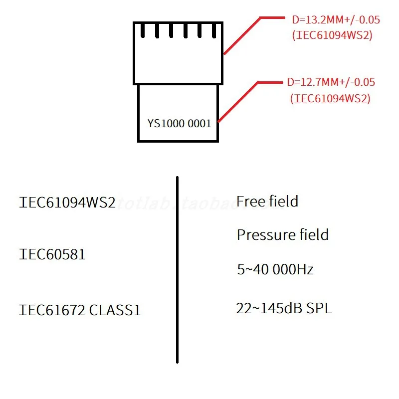 Ys1000 Professional Acoustic Measurement Microphone Capacitor Test Microphone Instead of Cry372