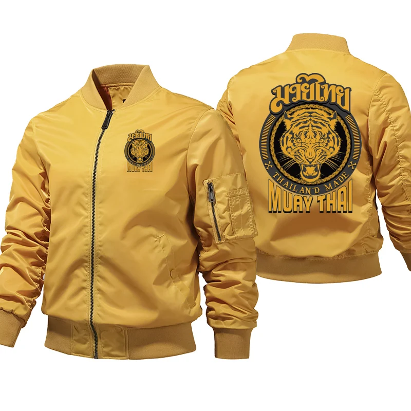 Muay Thai Tiger Bomber Jacket mężczyźni grube zimowe płaszcze drukowane ciepłe powietrze Pilot wiatrówka kurtki z suwakiem Hombre Dropshipping