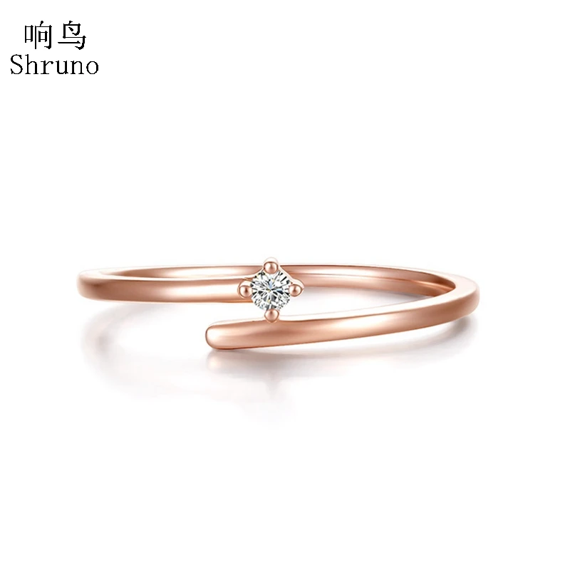 Shruno VVS/DEF Moissanite Ring Solid 14K Rose Gold AU585 Certified Round Lab Grown Diamond Moissanite Engagement Wedding Ring