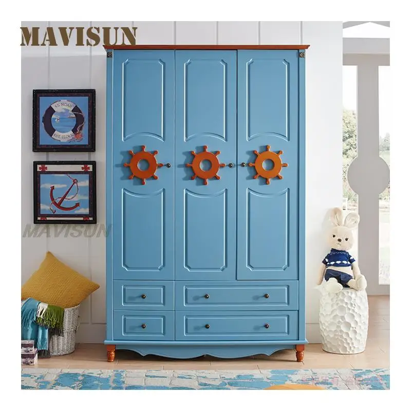 

Hot Sale Kids Wardrobe Bedroom Furniture For Children Laundry Clothes Storage Cabinets American Solid Wood Closet For Baby Boys