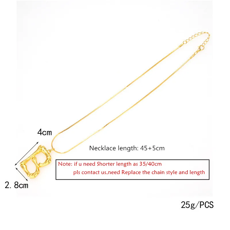 Fashion Alphabet Big Large Initial Letter Choker Necklace for Women Gold Color Pendant with Snake Chain Jewelry Gift Accessories