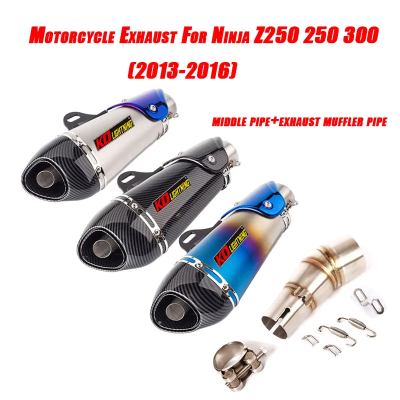 

For Ninja 300 250 Z250 2013-2016 Motorcycle Exhaust Set System Replace Refit 50.8mm Middle Pipe Connect Tail Vent Muffler Pipe