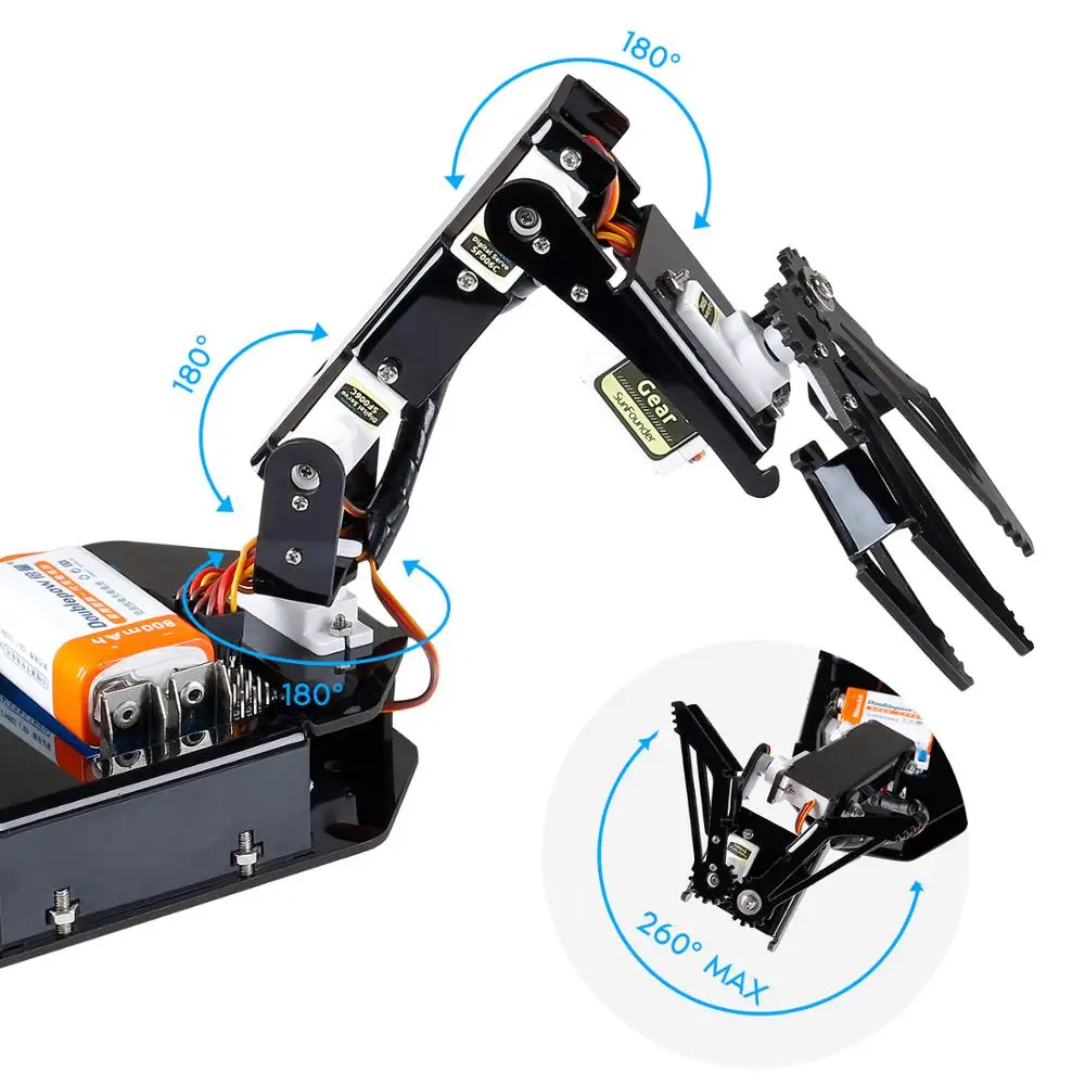 CC SunFounder Robotic Arm Edge Kit Compatible with Arduino R3 - an Robot Arm to Learn STEM Education(101 Pieces)