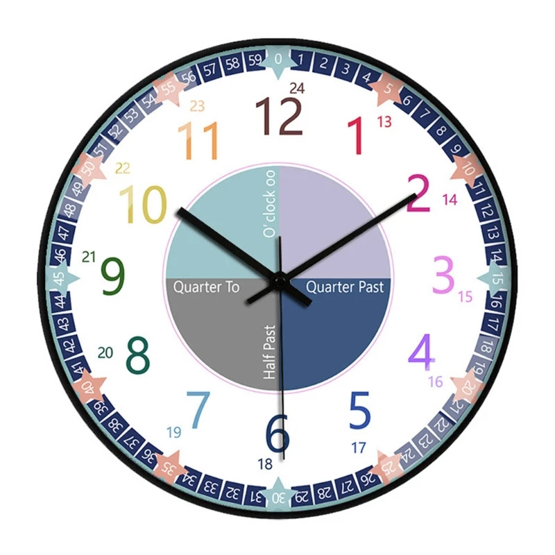 2021 Educational Wall Clock for Children Kid's Teaching Clock Learn to Tell Time for Home school Classroom Teachers and Parents