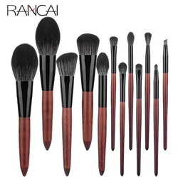 RANCAI 12pcs High Quality Makeup Brushes Set Foundation Powder Blush Eyeshadow Sponge Brush Soft Wool Fiber Hair Cosmetic Tools