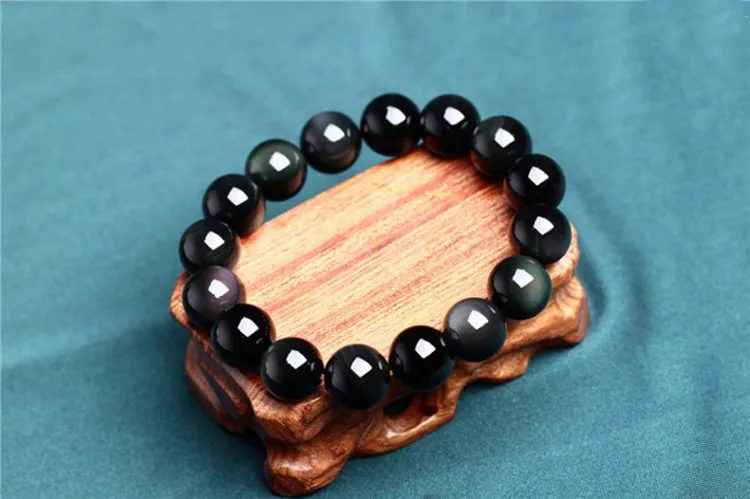 

Natural Black Stone Beads String Gem Bracelet Men Yoga Energy Handmade Women Gift Jewelry