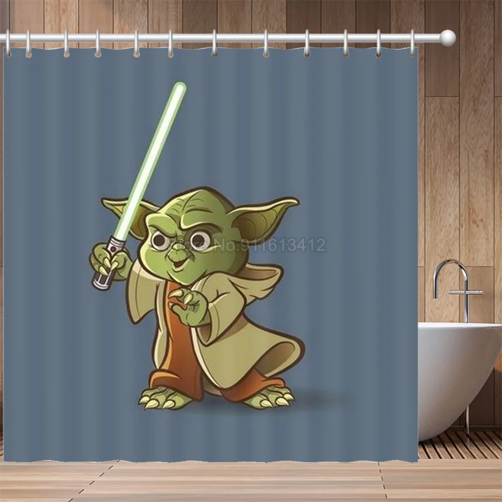 Disney Baby Yoda Star Wars zasłona prysznicowa wodoodporny ekran poliestrowy Cartoon zasłony do łazienki luksusowe wyposażenie domu