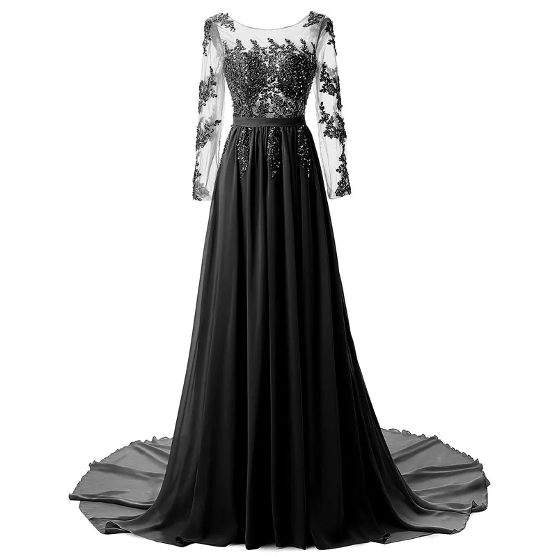 Grey Evening Dress Long Sleeves Lace Party Dress Sexy Illusion Maxi Vestidos de Fiesta Elegant Robe de Soiree Abendkleid WS-2501