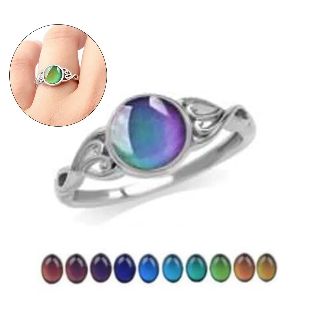 Size 5-10 Jewelry New Fashion Gift For Women Girl Temperature Control Color Change Rings Luminous Mood Ring