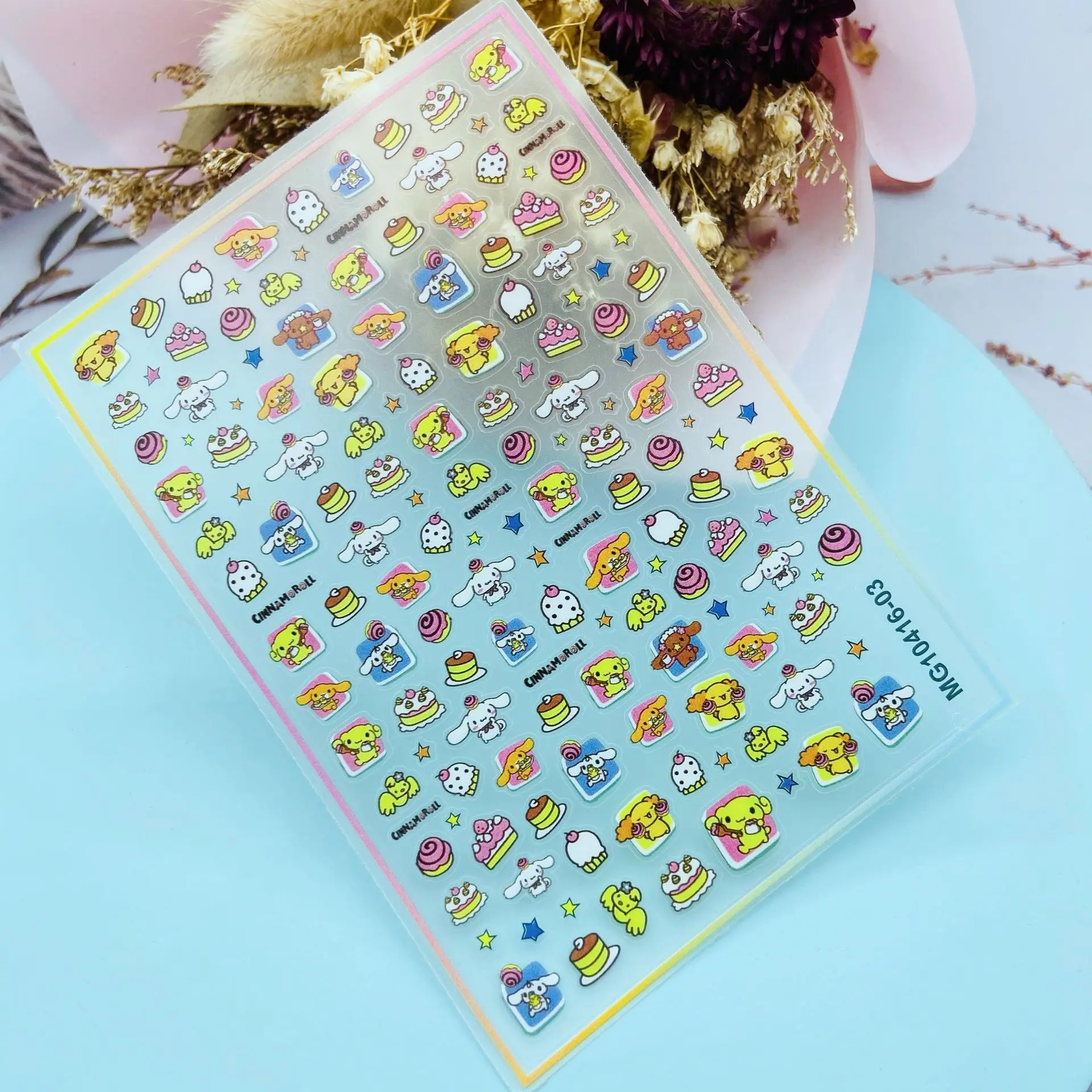 Japanese  Style New Technology Thin Light Transparent Quality Nail Stickers Carton Panda Cakes& Dogs High Viscosity Nail Decals