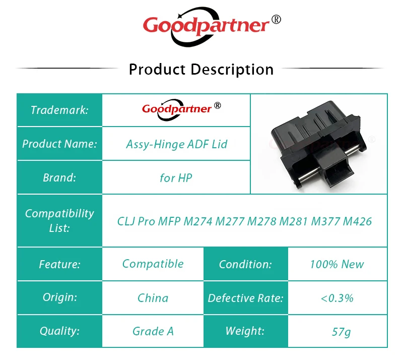 1X B3Q10-60130 ASSY Hinge ADF Lid for HP Color LaserJet Pro MFP M274 M277 M278 M281 M377 M426 / 274 277 278 281 377 426
