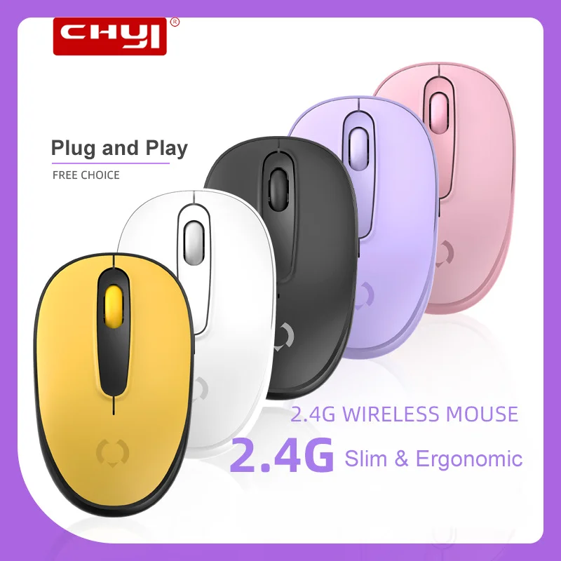 

CHUYI Wireless Mouse Ultralight 2.4G Mini Slim Mause Mute Ergonomic Portable Computer USB Mice For Home Office Desktop Notebook