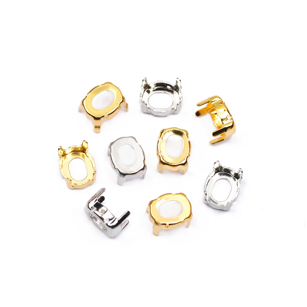 Leere Fassungen für alle Formen, Krallenfassung, verdicktes Kupfer, zum Aufnähen von Strasssteinen, Basis-Set, Silber, Gold, Nähzubehör, DIY-Steinhalter – Detail 8