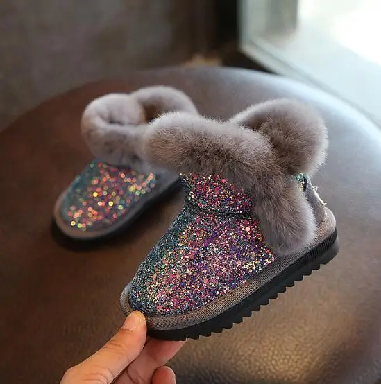 2024 Winter Kinder Mode schnee stiefel dicke Kind Echtes Leder warme plüsch weichen boden baby mädchen stiefel winter ski boot für baby