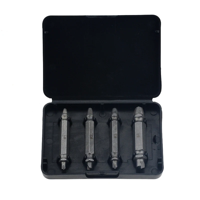 

4PCS Damaged Screw Extractor Drill Bits Guide Set Broken Speed Out Easy out Bolt Stud Stripped Screw Remover Tool