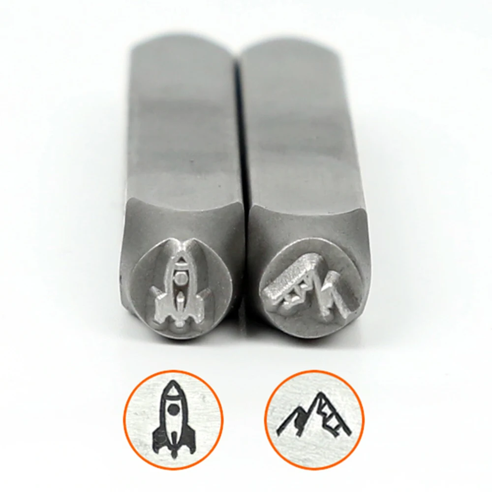 Rocket Ship/Mountains Design Stamp 6MM series,BateRpak DIY Bracelet/jewelry steel stamp,price for 1pcs